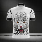 Black And White Leopard Cycling Short Sleeve Jersey For Mens, Leopard Cycling Jerseys CG0220