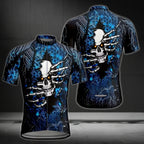 Skull Blue And Black Cycling Short Sleeve Jersey Men, Skull Cycling Jerseys CE0031
