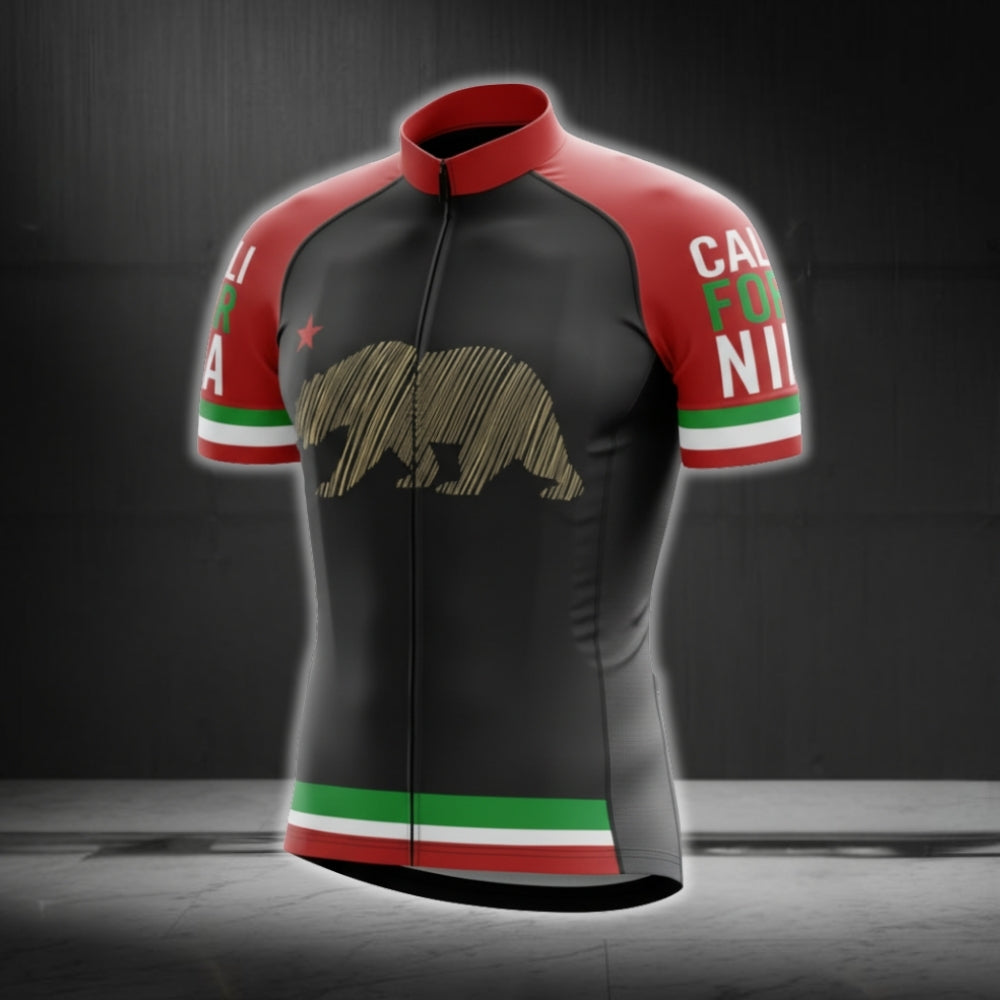 Black And Red Bear California Cycling Short Sleeve Men Jersey, California Cycling Jerseys CG0570