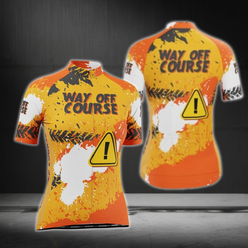 Way Off Course Women's Orange Short Sleeve Cycling Jersey, Funny Cycling Jerseys For Ladies CG0447