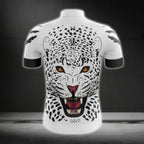 Black And White Leopard Cycling Short Sleeve Jersey For Mens, Leopard Cycling Jerseys CG0220