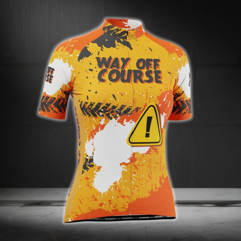 Way Off Course Women's Orange Short Sleeve Cycling Jersey, Funny Cycling Jerseys For Ladies CG0447
