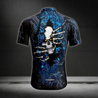 Skull Blue And Black Cycling Short Sleeve Jersey Men, Skull Cycling Jerseys CE0031