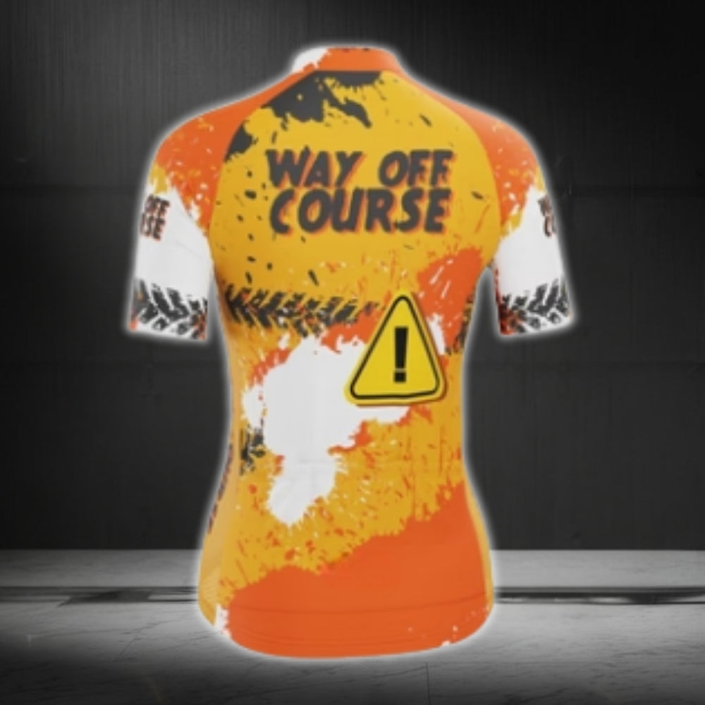 Way Off Course Women's Orange Short Sleeve Cycling Jersey, Funny Cycling Jerseys For Ladies CG0447