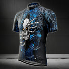 Skull Blue And Black Cycling Short Sleeve Jersey Men, Skull Cycling Jerseys CE0031