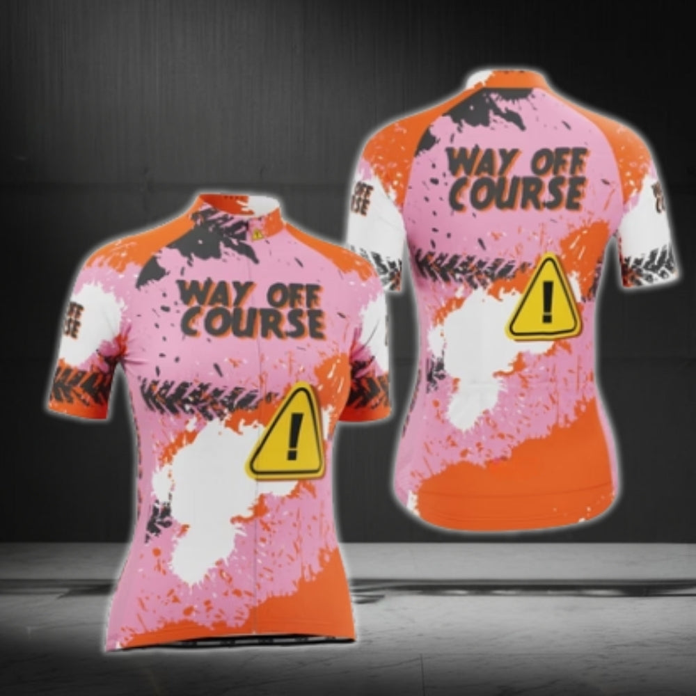 Way Off Course Women's Orange Short Sleeve Cycling Jersey, Funny Cycling Jerseys For Ladies CG0447