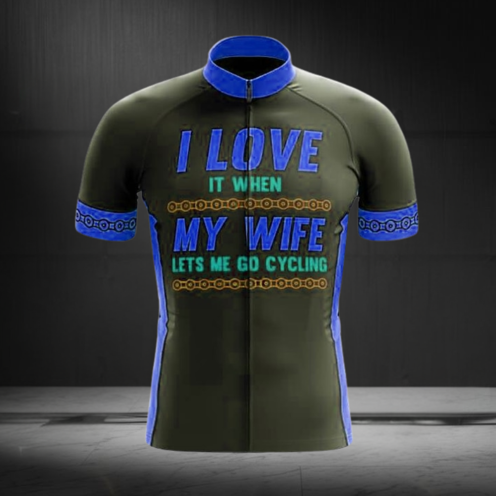 I Love It When My Wife Lets Me Go Cycling Men's Short Sleeve Cycling Jersey, Funny Cycling Jersey For Husband CZ0155