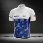 Men's Blue And White California Cycling Short Sleeve Jersey, California Cycling Jerseys CG0571