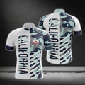 White And Blue Camo California Cycling Short Sleeve Jersey For Men, California Cycling Jerseys CG0572