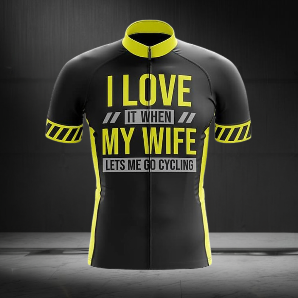 I Love It When My Wife Lets Me Go Cycling Men's Short Sleeve Cycling Jersey, Funny Cycling Jersey For Husband CZ0155