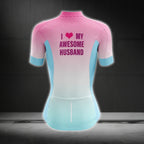 I Love My Awesome Husband Women's Short Sleeve Cycling Jersey, Wife Cycling Jersey For Valentine Day CG0309