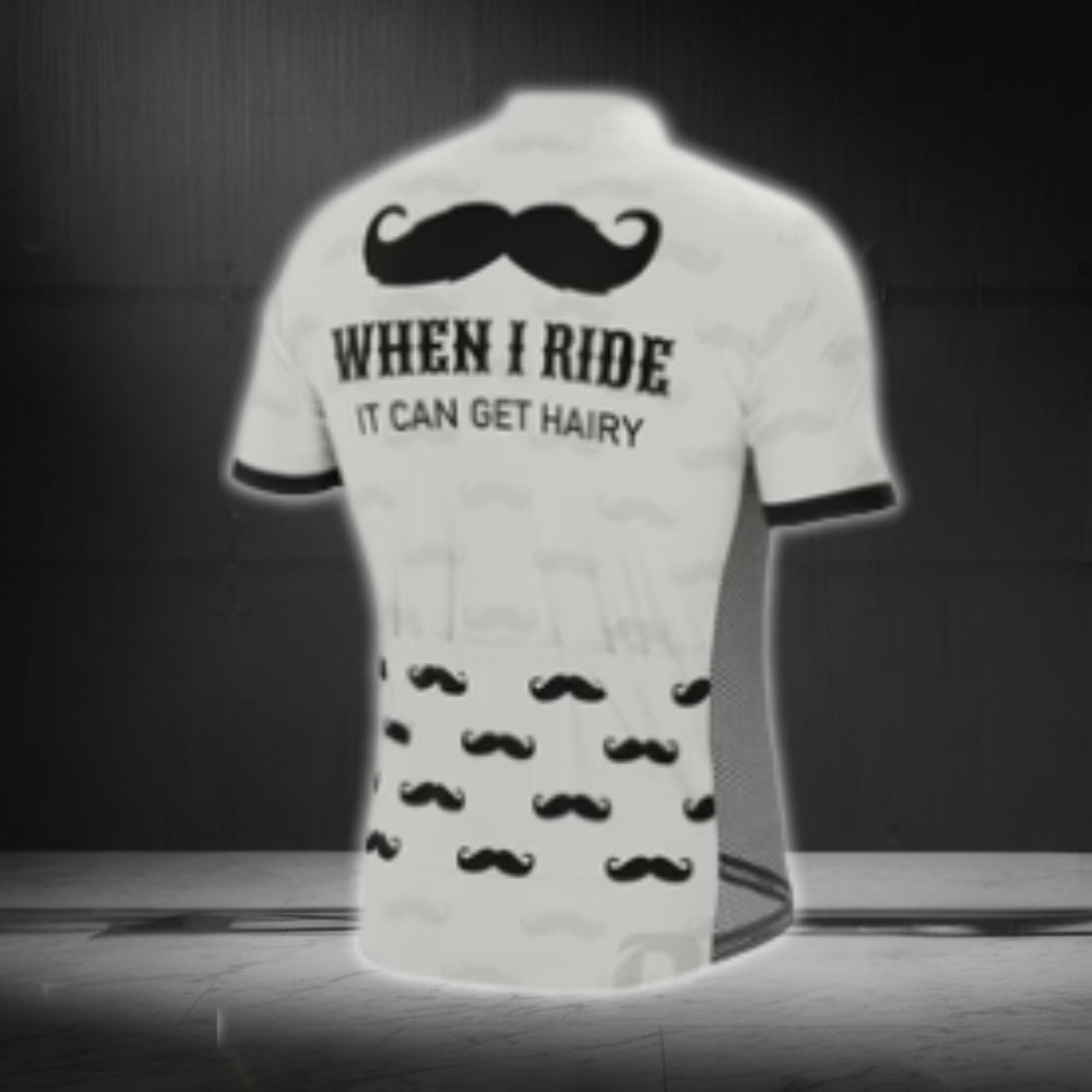 When I Ride It Can Get Hairy Men's Mustache Cycling Short Sleeve Jersey, Funny Cycling Jersey  CG0448