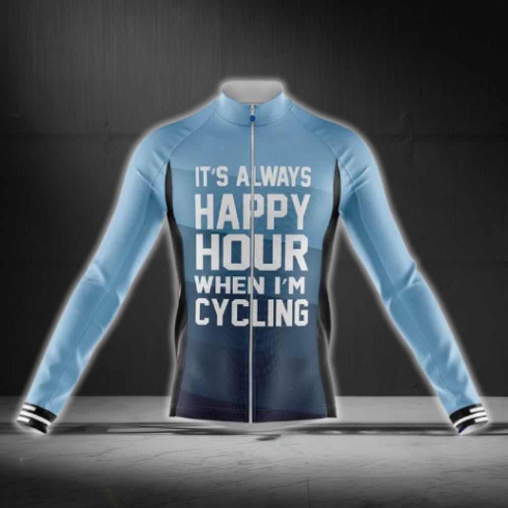 It's Always Happy Hour Hour When I'm Cycling Cycling Long Sleeve Jersey For Men, Funny Cycling Jerseys CG0730