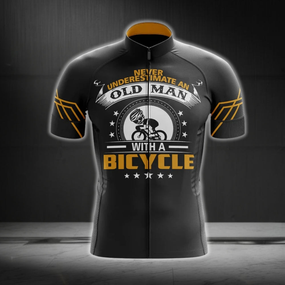 Never Underestimate An Old Man With A Bicyle Men's Cycling Short Sleeve Jersey, Funny Cycling Jerseys CG0129