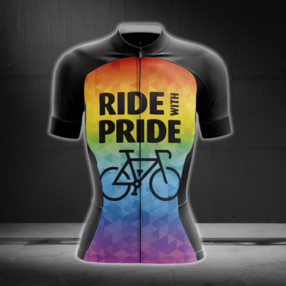Ride With Pride Women's Rainbow Cycling Jersey Short Sleeve, Pride LGBT Cycling Jerseys For Women CG0067