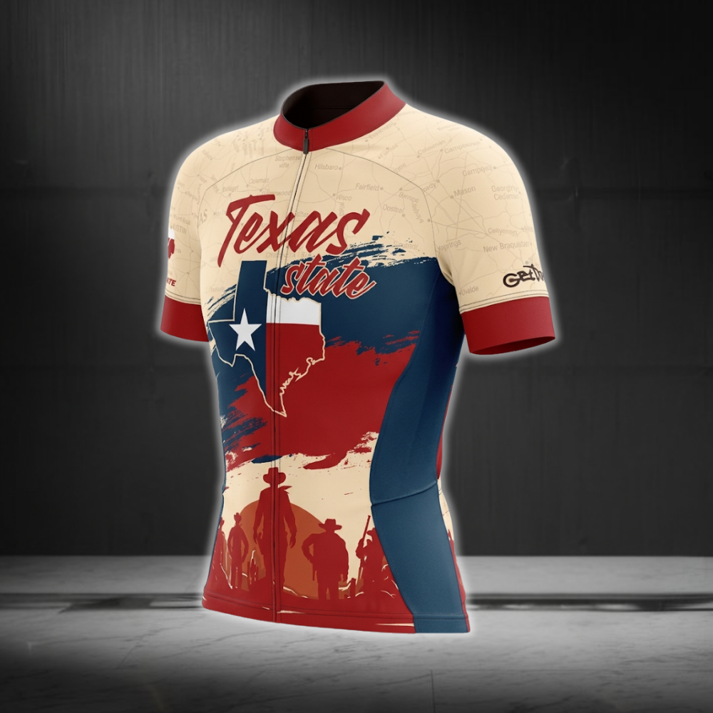 Texas Flag Women's Beige Red And Blue Cycling Short Sleeve Jersey, Texas Cycling Jerseys For Women CZ0160