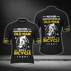 Never Underestinamte An Old Man With A Bicycle Men's Cycling Short Sleeve Jersey, Funny Cycling Jersey For Mens CG0350