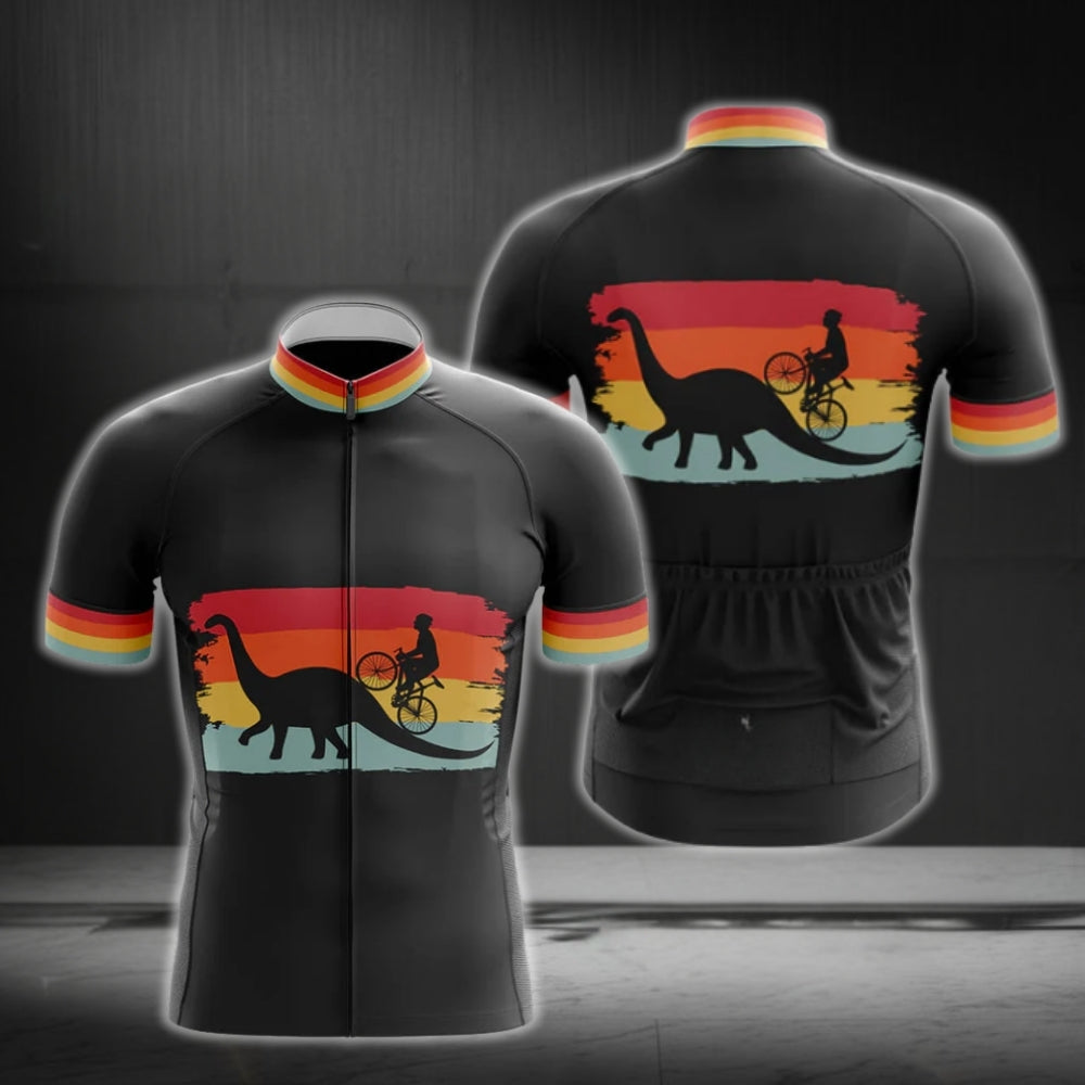 Retro Dinosaur Cycling Short Sleeve Jersey For Mens, Dinosaur Lover Cycling Jerseys CG0226