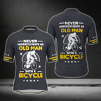 Never Underestinamte An Old Man With A Bicycle Men's Cycling Short Sleeve Jersey, Funny Cycling Jersey For Mens CG0350