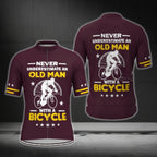 Never Underestinamte An Old Man With A Bicycle Men's Cycling Short Sleeve Jersey, Funny Cycling Jersey For Mens CG0350