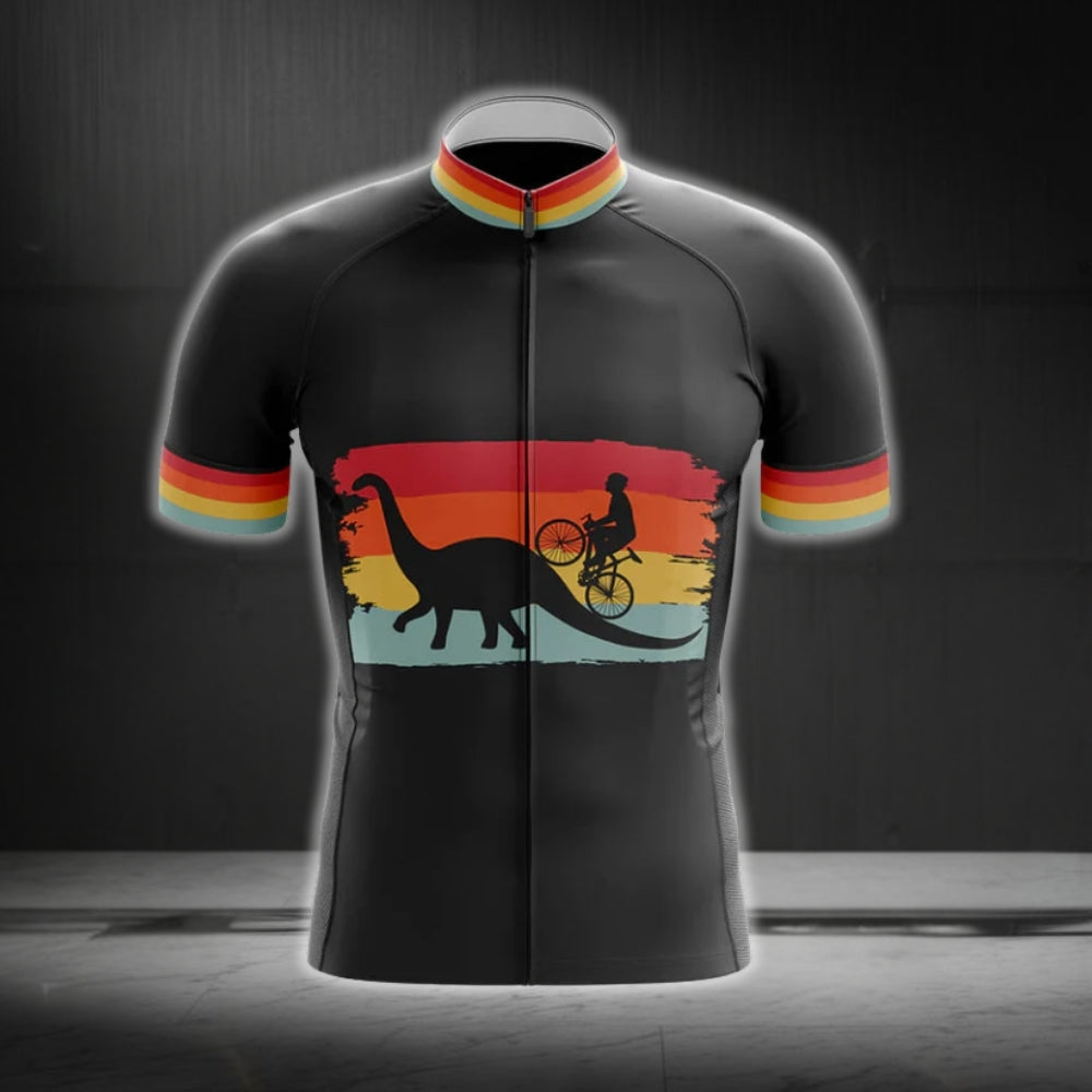 Retro Dinosaur Cycling Short Sleeve Jersey For Mens, Dinosaur Lover Cycling Jerseys CG0226