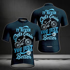 It Never Gets Easier You Just Get Better Cycling Short Sleeve Jersey Mens, Motivation Cycling Jerseys CE0034