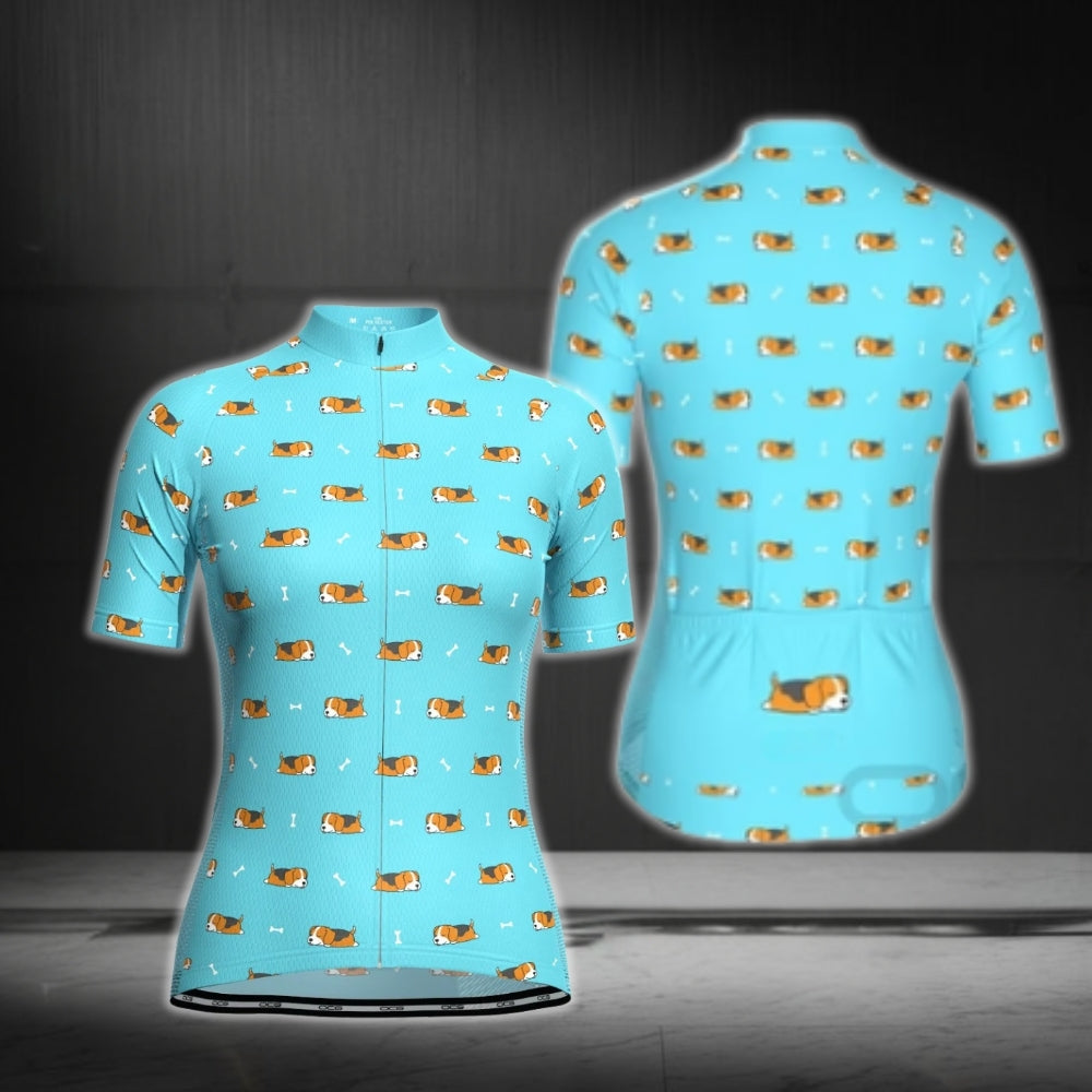 Beagle Dog Cycling Short Sleeve Jersey For Women, Beagle Cycling Jersey CG0450
