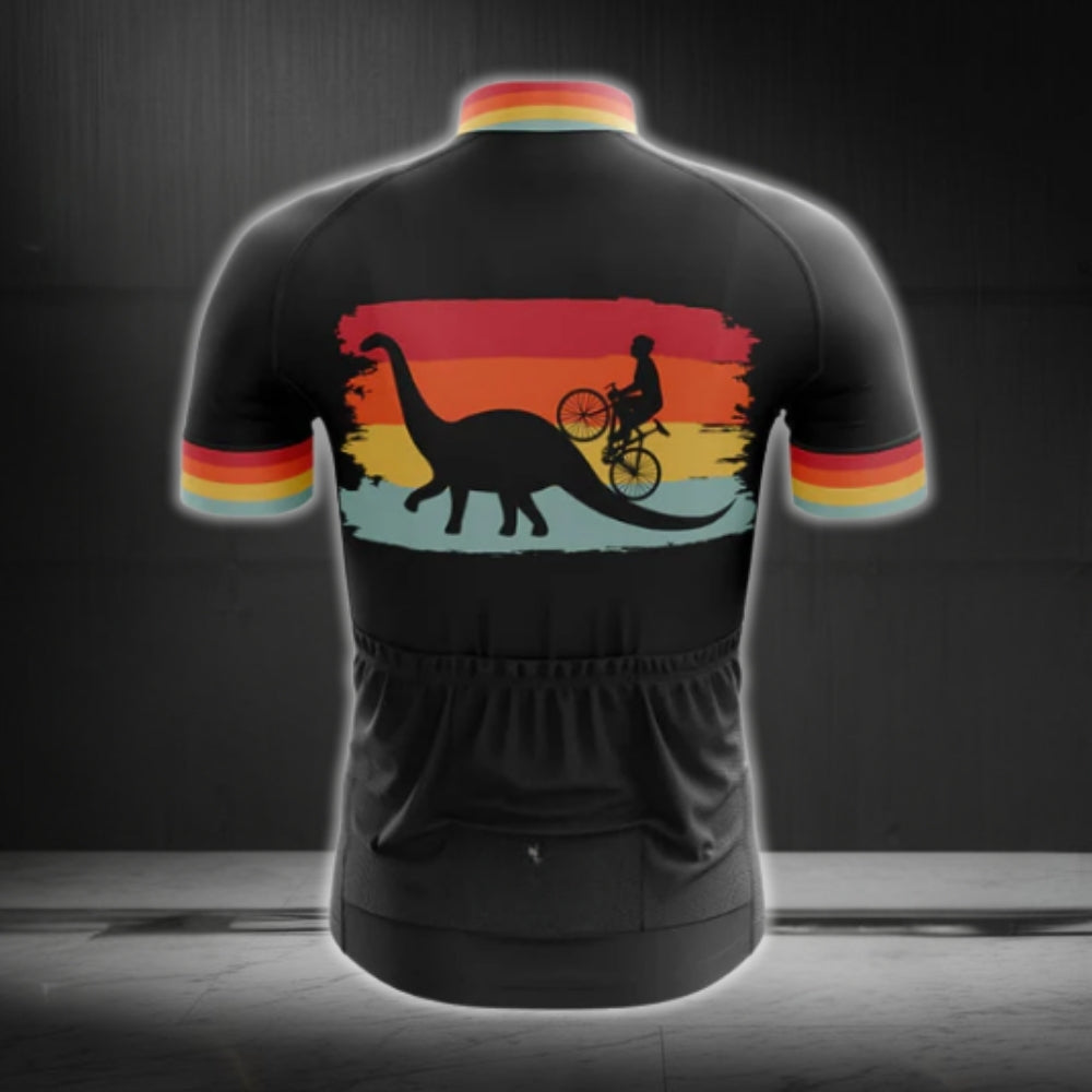Retro Dinosaur Cycling Short Sleeve Jersey For Mens, Dinosaur Lover Cycling Jerseys CG0226