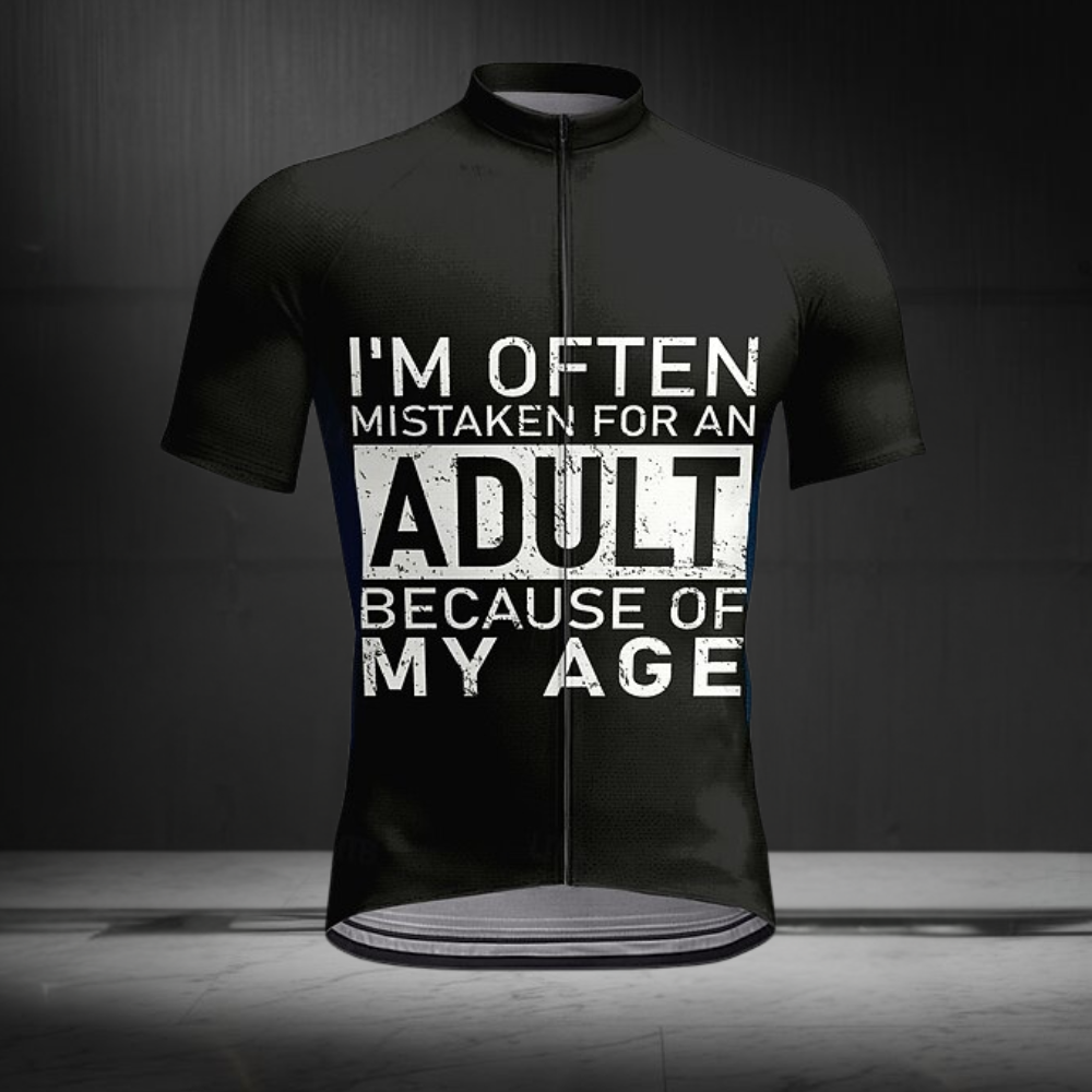 I'm Often Mistaken For An Adult Because Of My Age Short Sleeve Cycling Jersey For Men, Red And White Funny Cycling Jerseys CZ0156
