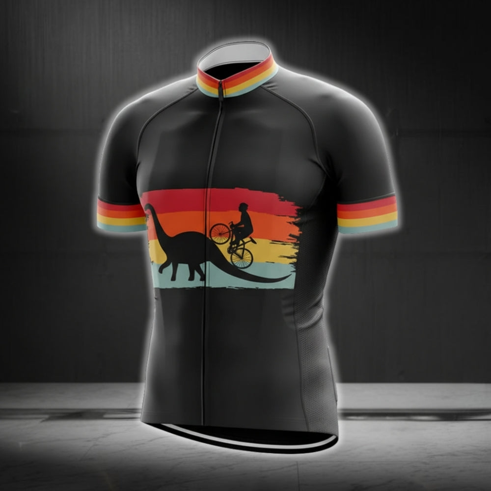 Retro Dinosaur Cycling Short Sleeve Jersey For Mens, Dinosaur Lover Cycling Jerseys CG0226