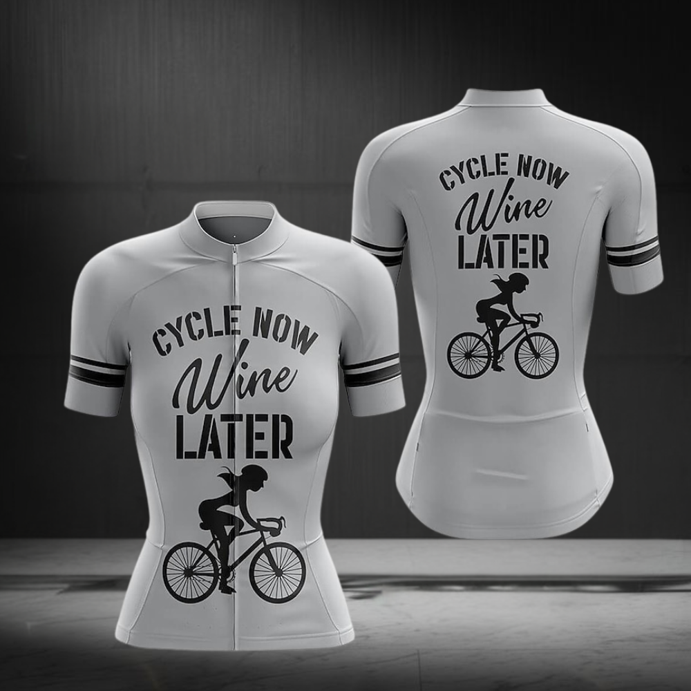 Cycle Now Wine Later Women's Short Sleeve Cycling Jersey, Wine Lover Cycling Jersey For Ladies CZ0157