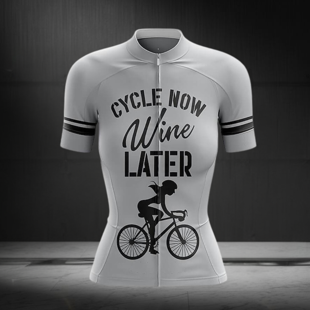 Cycle Now Wine Later Women's Short Sleeve Cycling Jersey, Wine Lover Cycling Jersey For Ladies CZ0157