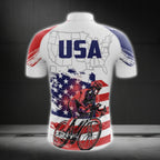 USA Flag Short Sleeve Men's Cycling Jersey, Patriotic Cycling Jersey For Mens CG0227