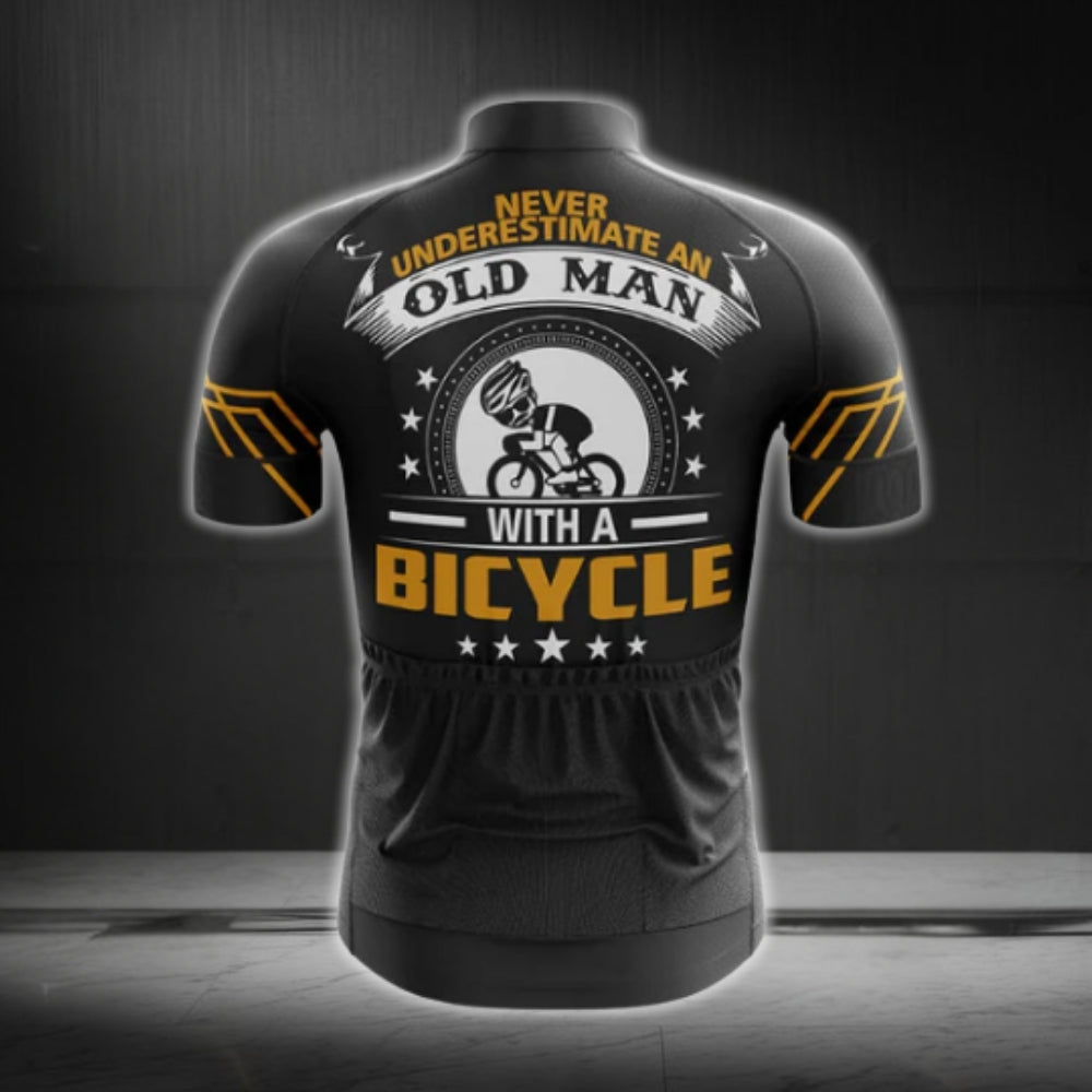 Never Underestimate An Old Man With A Bicyle Men's Cycling Short Sleeve Jersey, Funny Cycling Jerseys CG0129