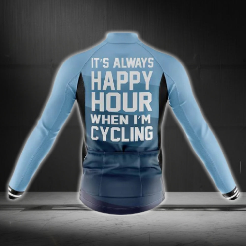 It's Always Happy Hour Hour When I'm Cycling Cycling Long Sleeve Jersey For Men, Funny Cycling Jerseys CG0730