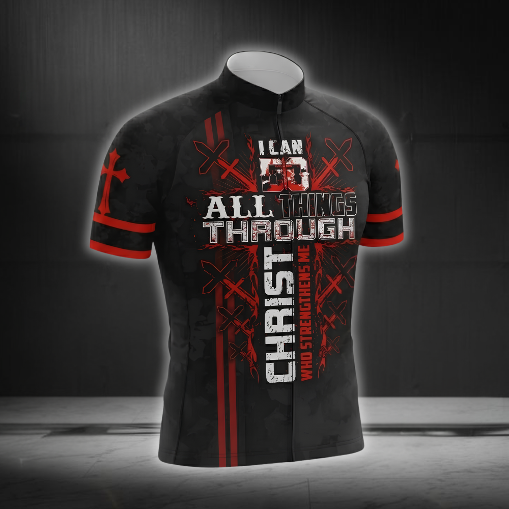 I Can Do All Through Christ Who Strengthens Me Cycling Short Sleeve For Men, Christian Cycling Jersey CG0842