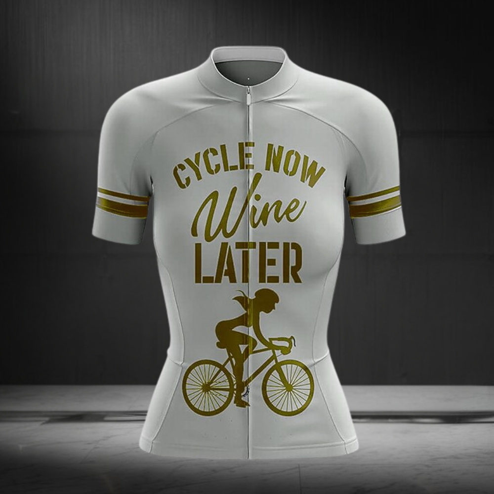 Cycle Now Wine Later Women's Short Sleeve Cycling Jersey, Wine Lover Cycling Jersey For Ladies CZ0157