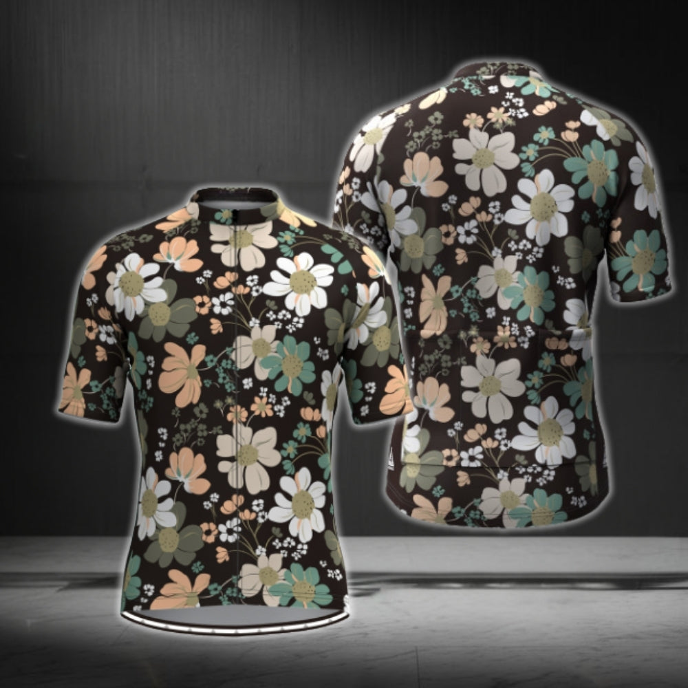 Flowers Cycling Short Sleeve Jersey Mens, Floral Cycling Jerseys CG0352