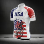 USA Flag Short Sleeve Men's Cycling Jersey, Patriotic Cycling Jersey For Mens CG0227