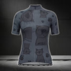 Meow Cat Women's Short Sleeve Cycling Jersey, Cat Lover Cycling Jerseys For Ladies CG0451
