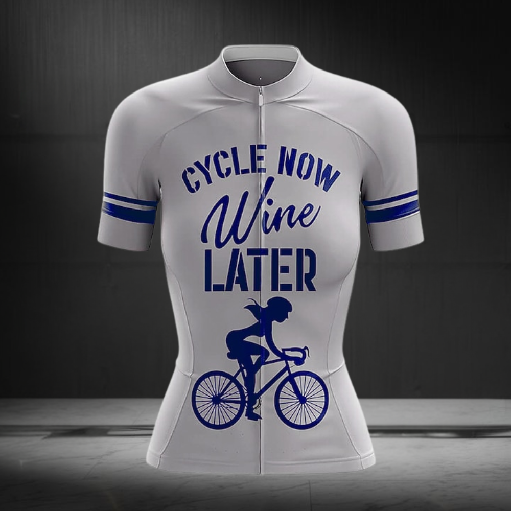 Cycle Now Wine Later Women's Short Sleeve Cycling Jersey, Wine Lover Cycling Jersey For Ladies CZ0157