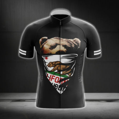 Bear California Flag Cycling Short Sleeve Jersey For Men, California Cycling Jerseys CG0575