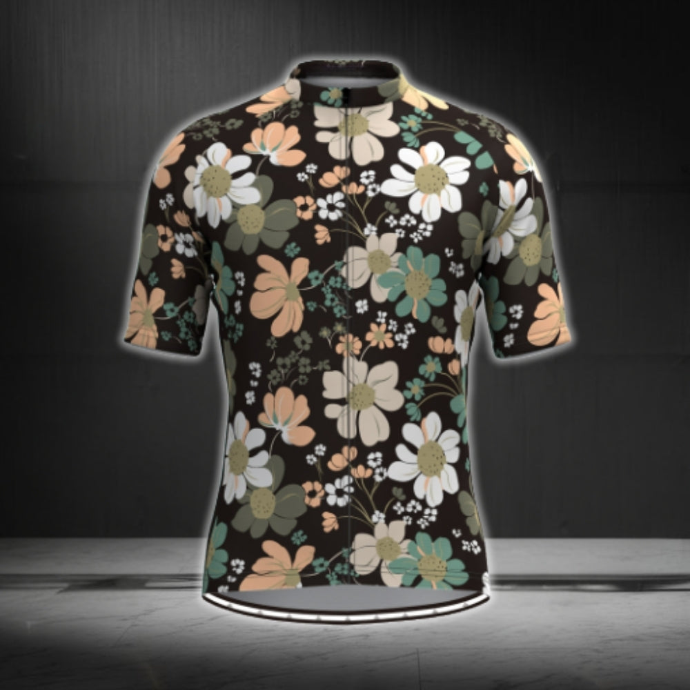 Flowers Cycling Short Sleeve Jersey Mens, Floral Cycling Jerseys CG0352