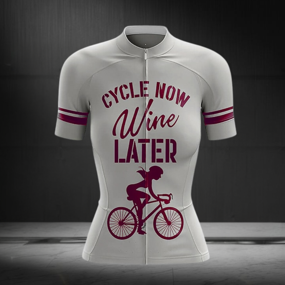 Cycle Now Wine Later Women's Short Sleeve Cycling Jersey, Wine Lover Cycling Jersey For Ladies CZ0157