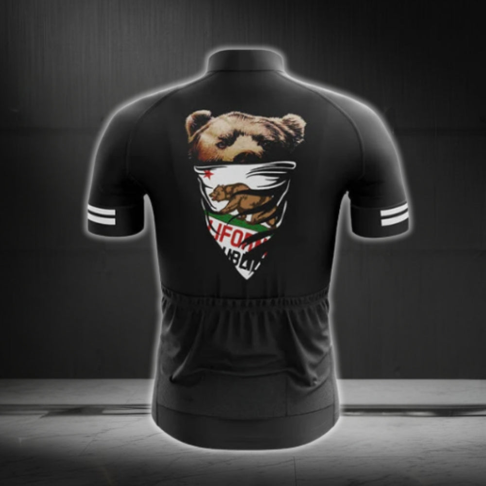 Bear California Flag Cycling Short Sleeve Jersey For Men, California Cycling Jerseys CG0575