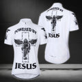 Powered By Jesus Men's White Cycling Short Sleeve Jerseys, Christian Cycling Jerseys For Mens CE0038