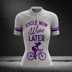 Cycle Now Wine Later Women's Short Sleeve Cycling Jersey, Wine Lover Cycling Jersey For Ladies CZ0157