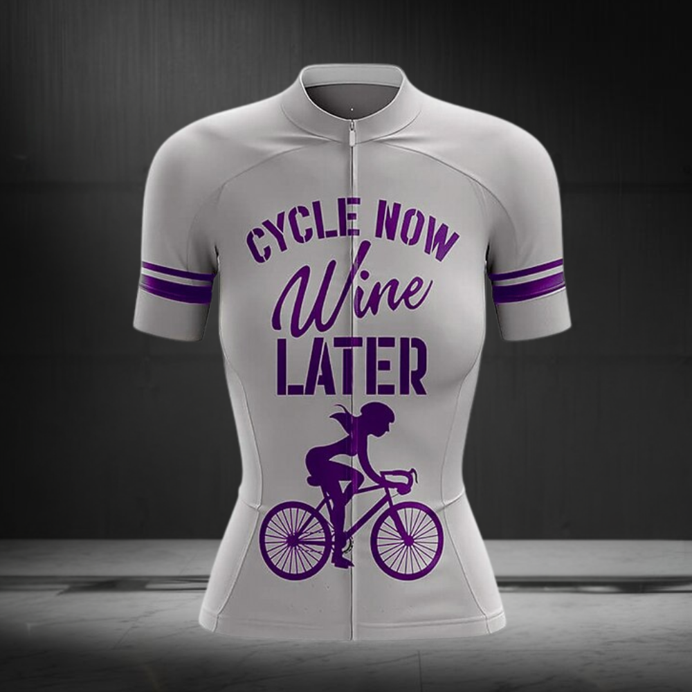 Cycle Now Wine Later Women's Short Sleeve Cycling Jersey, Wine Lover Cycling Jersey For Ladies CZ0157