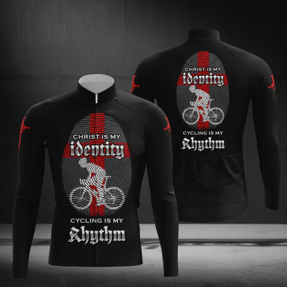 Christ Is My Identify Cycling Is My Rhythm Long Sleeve Cycling Jersey For Men, Christian Cycling Jerseys CG0576