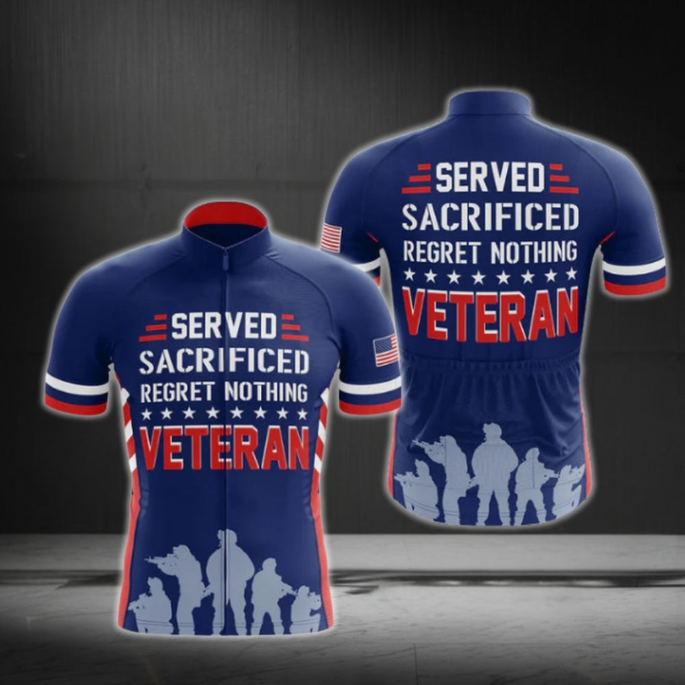 Served Sacrified Regret Nothing Veteran Short Sleeve Cycling Jersey For Men, Veteran Cycling Jerseys CG0577